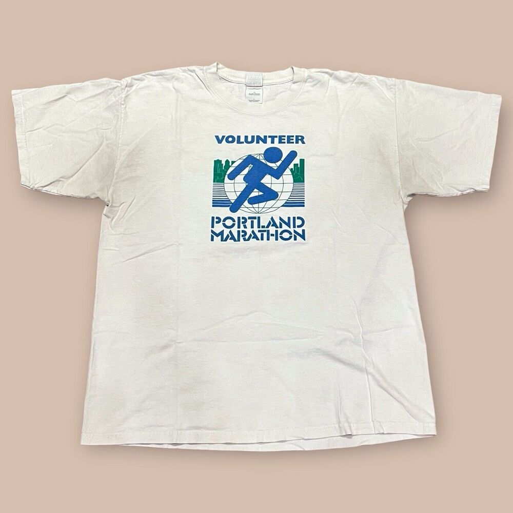 Rare Vintage Portland Marathon Volunteer Subway Sponsor T Shirt 2000s White XL